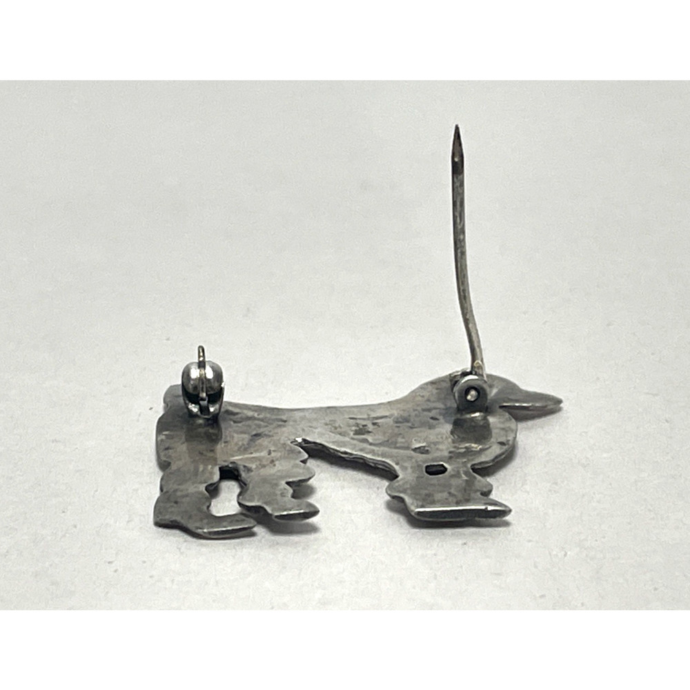 Vintage Sterling Silver Poodle Dog Brooch Pin 9g Figural Caniche Estate View 5